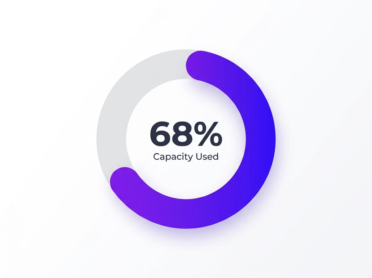 Donut chart highlighting 68% of team capacity used